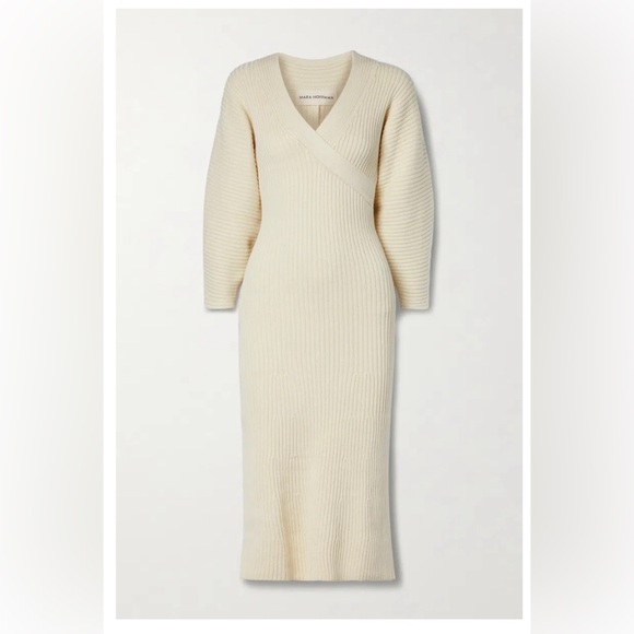 Mara Hoffman Samira Sweater Dress Sz Large Ivory Organic Cotton Stretch Rib Knit - Picture 2 of 11